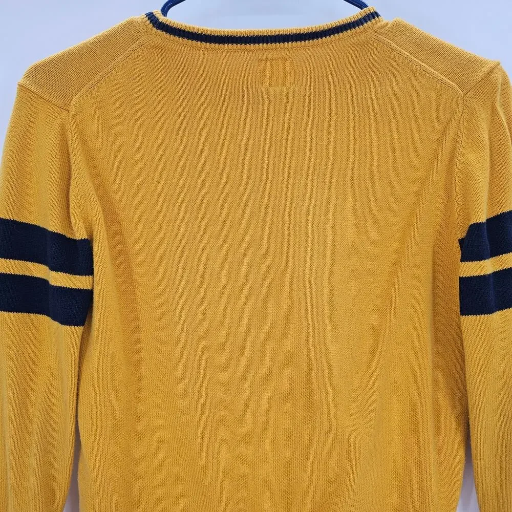 Gap Kids Boys size L 10 Logo Cotton Crewneck Long Sleeve Sweater Yellow/Black